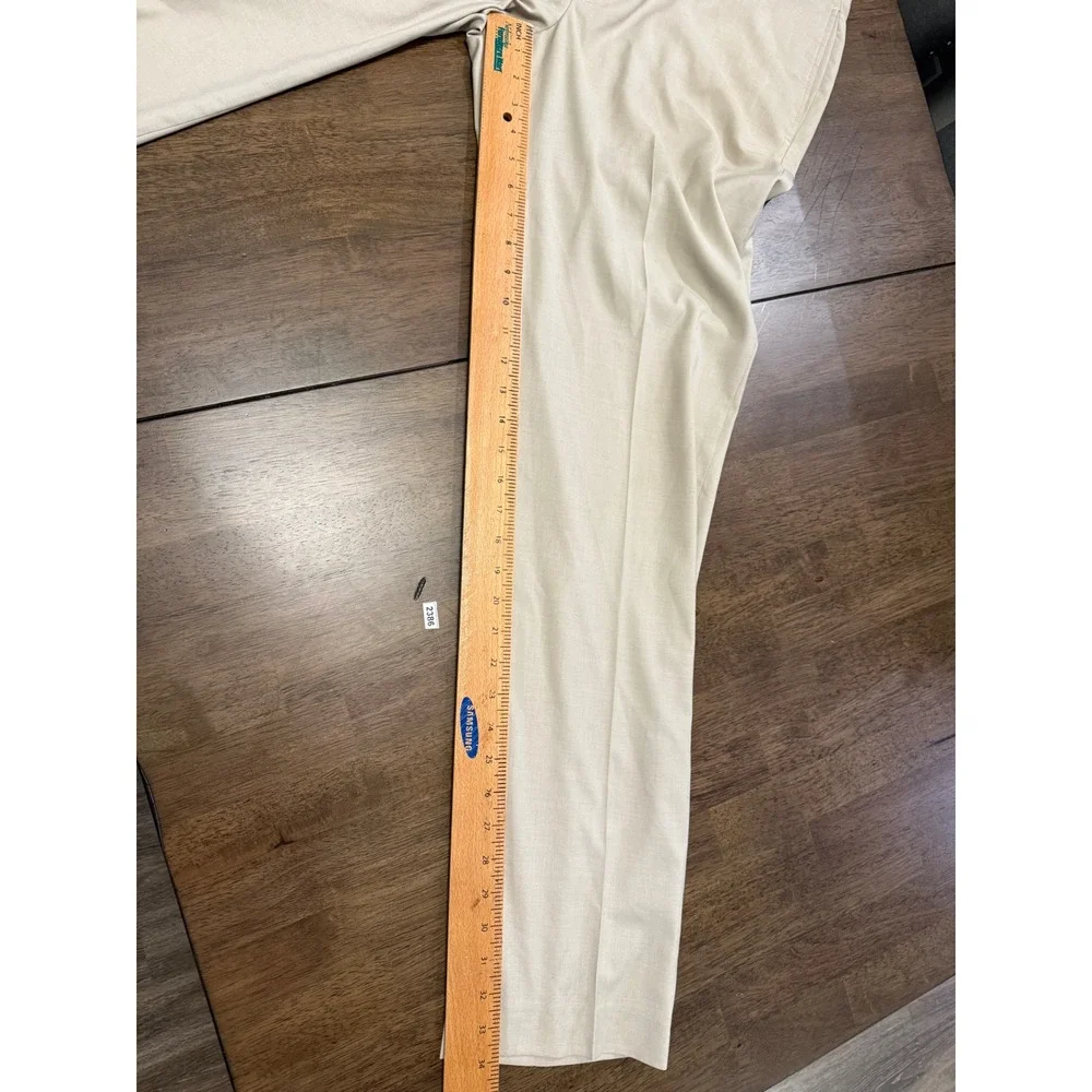 Calvin Klein Mens Khaki Tan Slim Fit Flat Front Dress Pant 36W x 34L Rayon Blend
